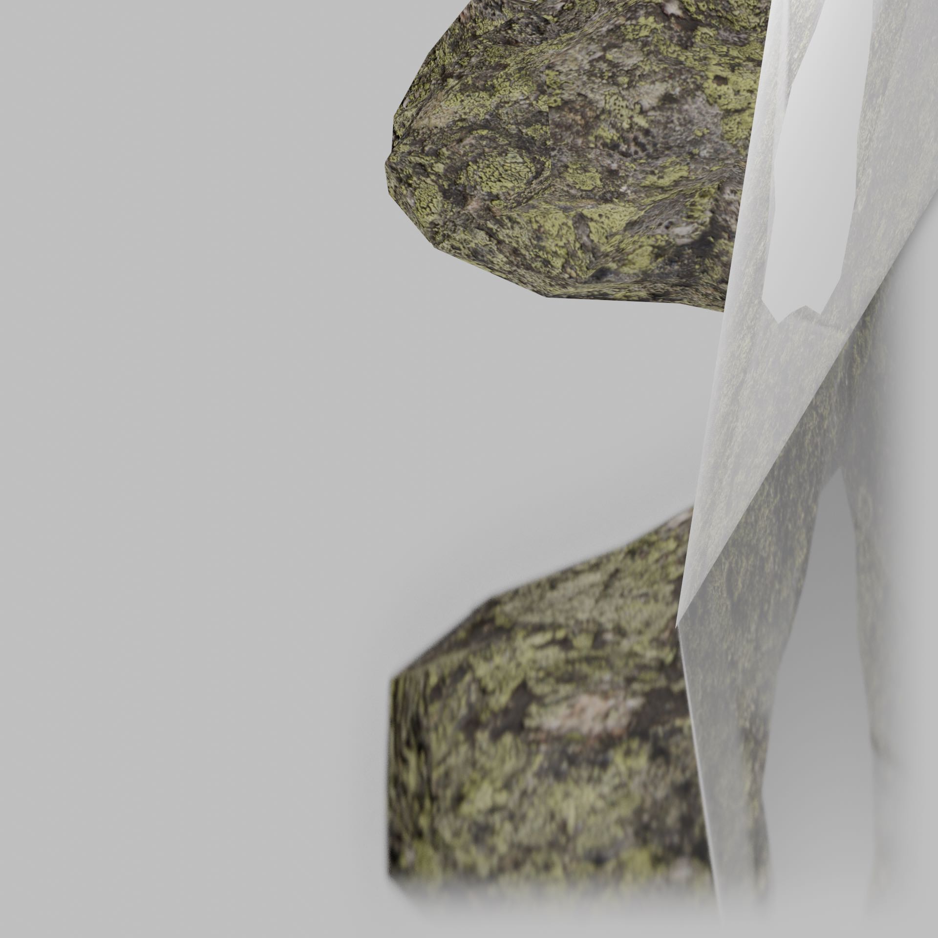 stone, moss, 3d, rendering, blender